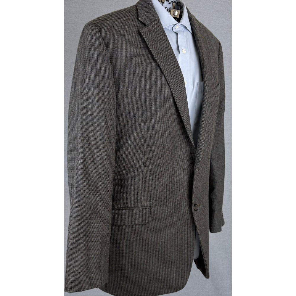 Ralph Lauren Mens 44L Brown Wool Micro Check‎ 2 Button Blazer Sport Coat